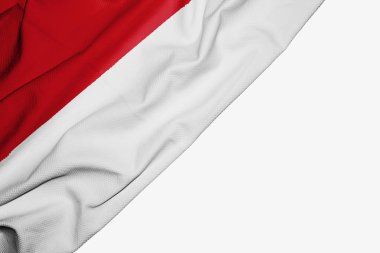 Beyaz b üzerinde metin için copyspace ile kumaş Endonezya bayrağı