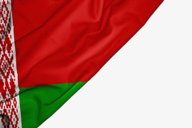 Beyaz bac üzerinde metin için copyspace ile kumaş Belarus bayrağı