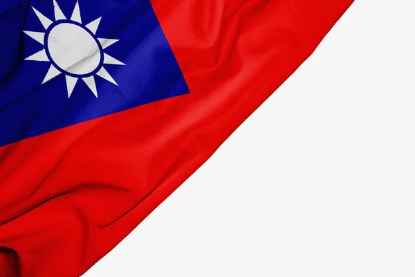 Bandeira de tecido de Taiwan com copyspace para o seu texto na parte traseira branca — Fotografia de Stock