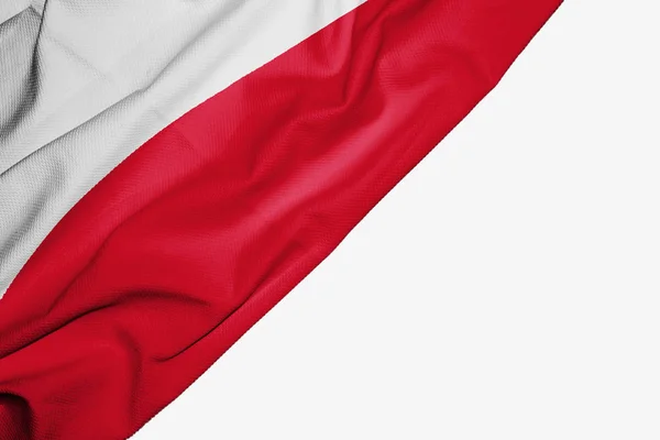 Bandera de Polonia de tela con copyspace para su texto en blanco —  Fotos de Stock