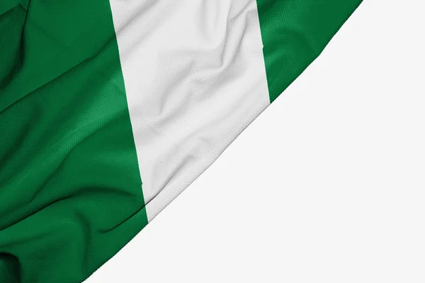 尼日利亚的织物标志与复制空间为您的文本在白色巴奇 — 图库照片