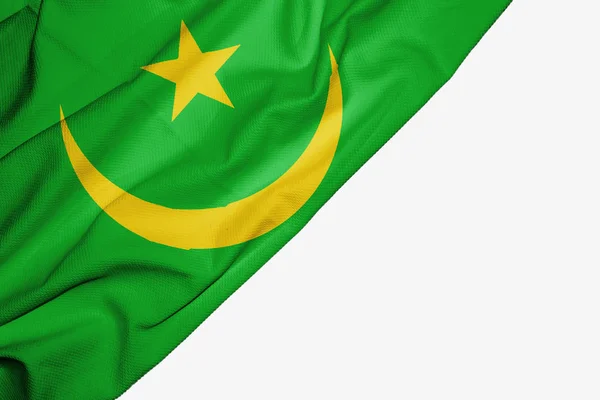 Mauritanië vlag van stof met copyspace voor uw tekst op wit — Stockfoto
