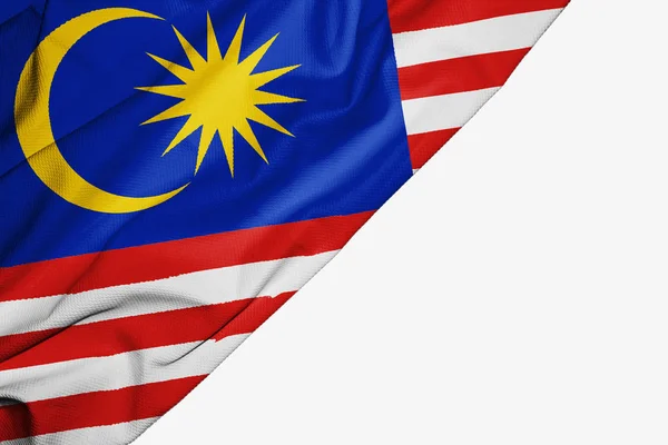 Bandera de Malasia de tela con espacio para su texto en blanco bac — Foto de Stock