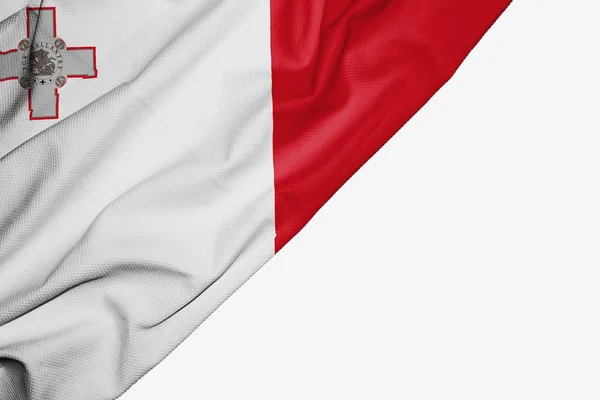 Malta Flagge aus Stoff mit Copyspace für Ihren Text auf weißem Backg — Stockfoto