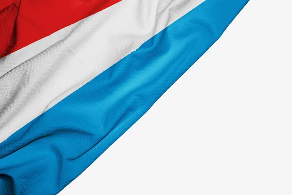 Luxembourg flag of fabric with copyspace for your text on white — Stock Photo, Image