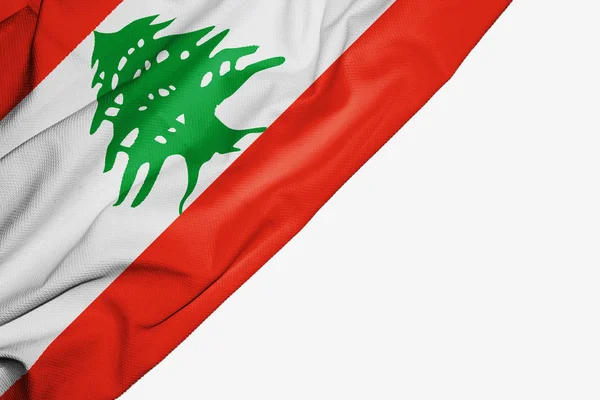 Bandera de Líbano de tela con espacio para su texto en blanco bac —  Fotos de Stock