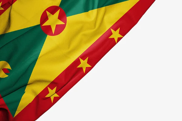 Γρενάδα σημαία του υφάσματος με χώρο αντιγραφής για το κείμενό σας σε λευκό BAC — Φωτογραφία Αρχείου