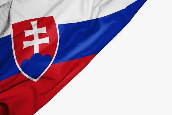 Slovacchia bandiera di tessuto con copyspace per il tuo testo su ba bianca — Foto Stock