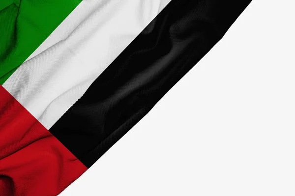 United Arab Emirates flag of fabric with copyspace for your text — Stock Photo, Image
