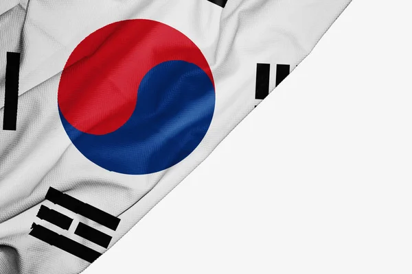 Beyaz metin için copyspace ile kumaş Güney Kore bayrağı — Stok fotoğraf