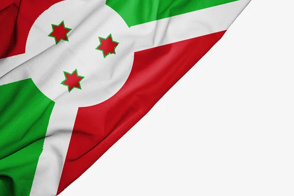 Vlajka Burundi v tkanině s copyspace pro text na bílém BAC — Stock fotografie
