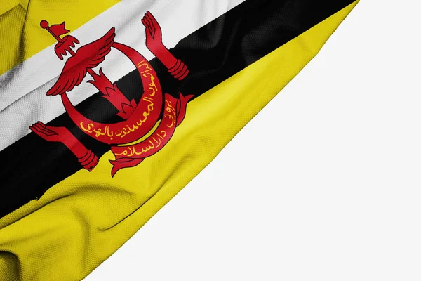 Bandera de Brunei de tela con copyspace para su texto en blanco —  Fotos de Stock