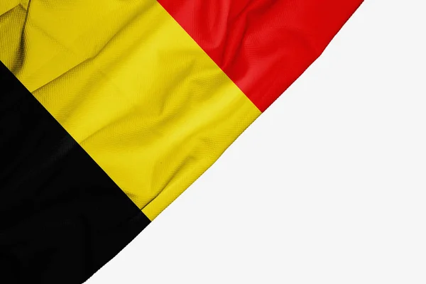 Belgium flag of fabric with copyspace for your text on white bac — Stock Photo, Image