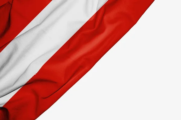 Österreich-Flagge aus Stoff mit Copyspace für Ihren Text auf weißem Bac — Stockfoto