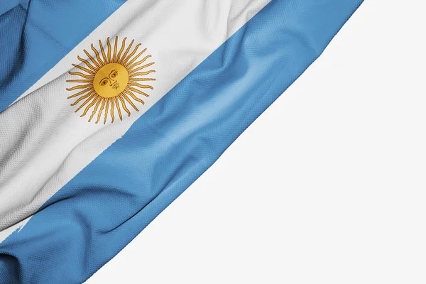 Argentyna flaga tkaniny z miejsce dla tekstu na białym b — Zdjęcie stockowe