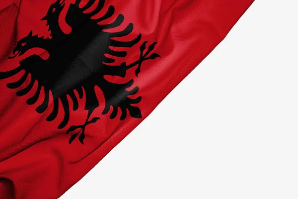 Bandera de Albania de tela con espacio para su texto en blanco bac —  Fotos de Stock