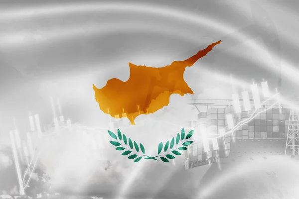 Cypern flagga, aktiemarknaden, utbyte ekonomi och handel, olja produ — Stockfoto