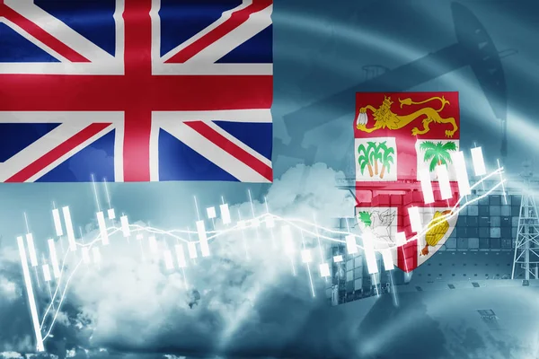 Fiji flag, stock market, exchange economy and Trade, oil product