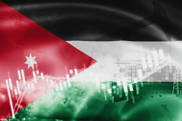 Jordan flag, stock market, exchange economy and Trade, oil produ — Stock Photo, Image