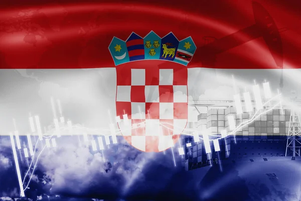 Hırvatistan bayrağı, borsa, döviz ekonomisi ve Ticaret, petrol prod — Stok fotoğraf