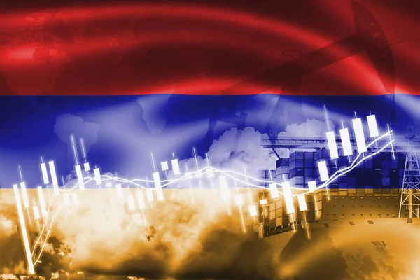 Armenia flag, stock market, exchange economy and Trade, oil prod