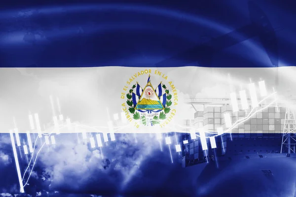 El Salvador flag, stock market, exchange economy and Trade, oil — Stock Photo, Image