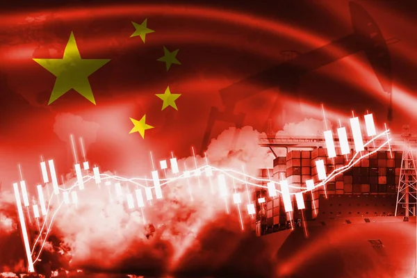 Peoples Republic of China flag, stock market, exchange economy a — Stock Photo, Image