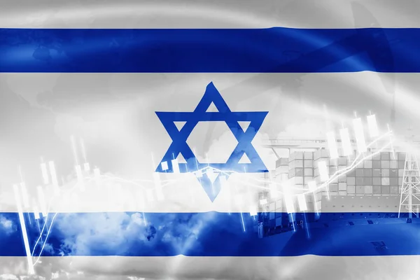Israel flag, stock market, exchange economy and Trade, oil produ — Stock Photo, Image