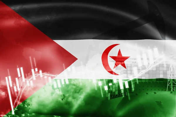Západní Saharská vlajka, akciový trh, devizové hospodářství a obchod, o — Stock fotografie