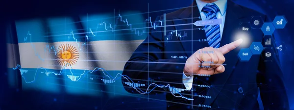 Businessman Touching Data Analytics Process System Kpi Financial Charts Dashboard — Stock Photo, Image