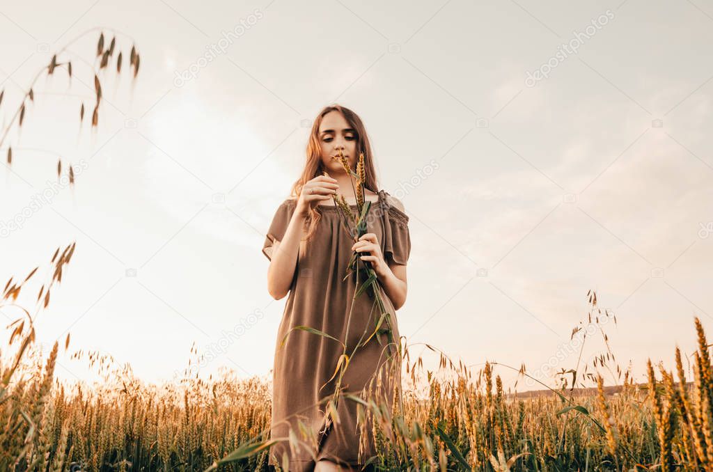 woman in wheat field