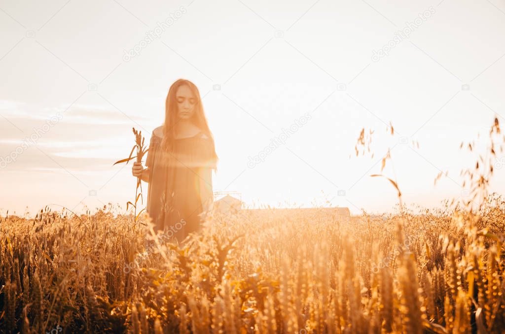 woman in wheat field