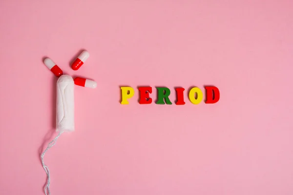 Palabra menstruación y tampón — Foto de Stock