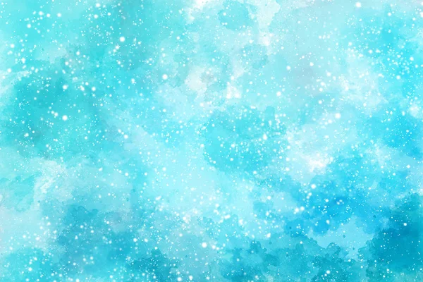 Inverno Azul Aquarela Fundo Com Neve — Fotografia de Stock