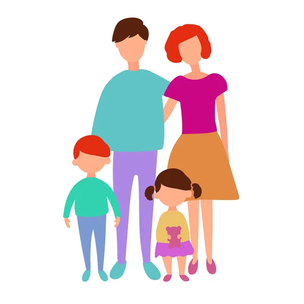Mutlu bir aile. Baba, anne, oğlu ve kızı birlikte. 