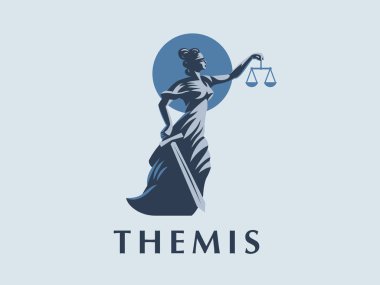 Adalet ve ağırlık onun elinde bir kılıç ile tanrıçası Themis
