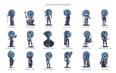 Olimpian gods and heroes. clipart