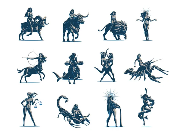 Segni zodiacali. Illustrazione vettoriale . — Vettoriale Stock