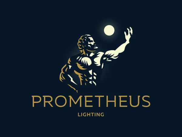 Griechischer Held Prometheus. Licht in der Hand. — Stockvektor