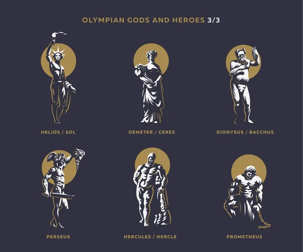 Dioses y héroes de Olimpian . — Vector de stock