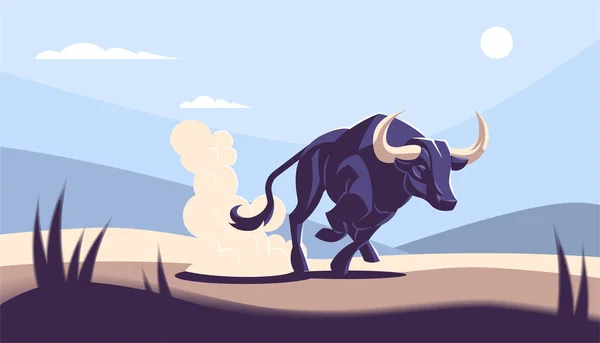 Bull with big horns. — Stock Vector