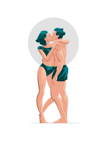 Bir erkek ve bir kadın öpüşme. — Stok Vektör