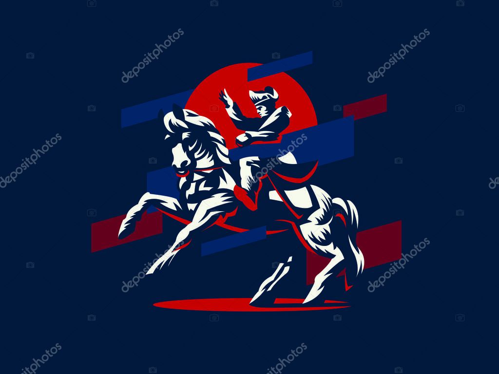Napoleon on horseback. Vector illustration.