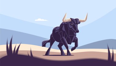 ile büyük boynuzları boğa.