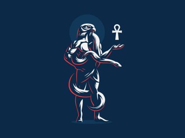 Elinde bir ankh ile Mısır tanrısı Ra. 