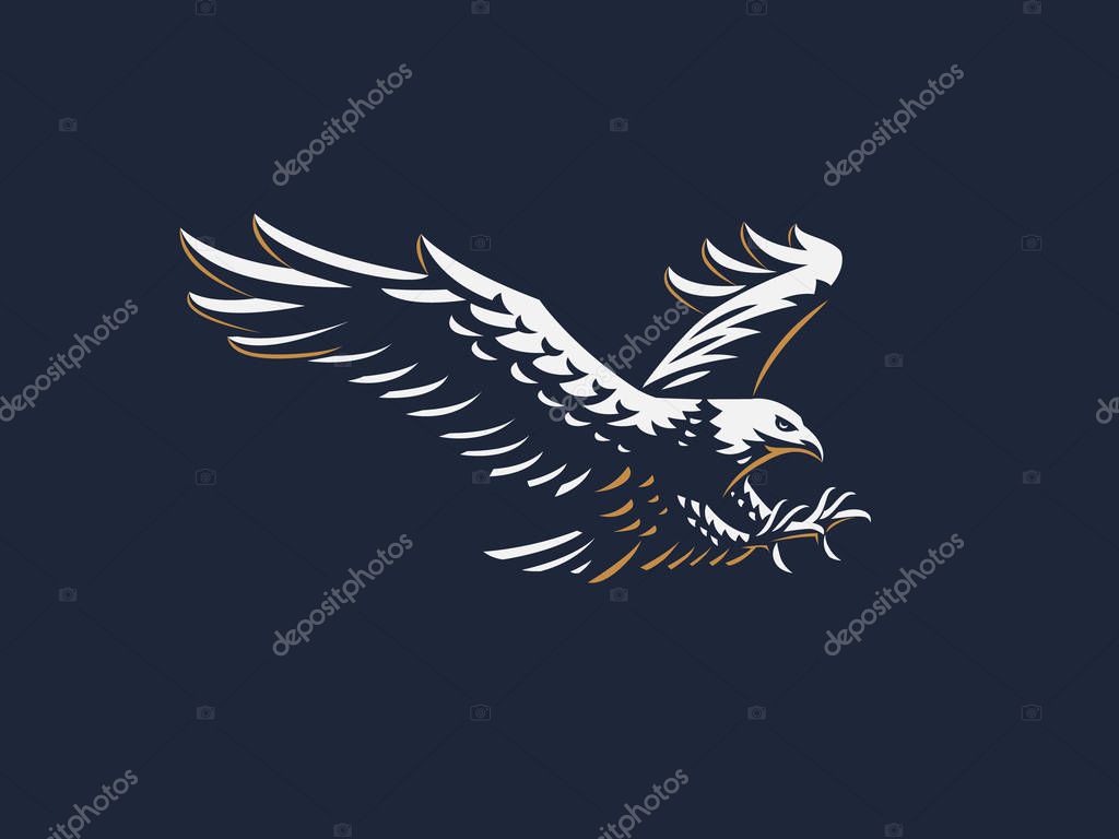 The flying eagle. Vector emblem.