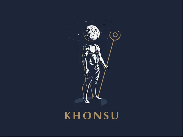 O deus egípcio Khonsu. Emblema do vetor . — Vetor de Stock