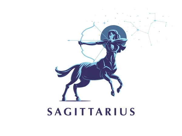 Signe du Sagittaire du zodiaque. La constellation du Sagittaire. Illustration vectorielle . — Image vectorielle