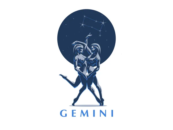 Gemini. zwei Mädchen sind Zwillinge. — Stockvektor