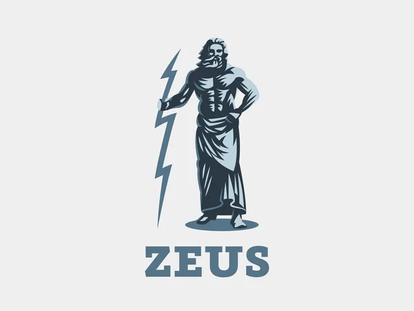 Il dio greco Zeus. Zeus sta con un fulmine tra le mani . — Vettoriale Stock